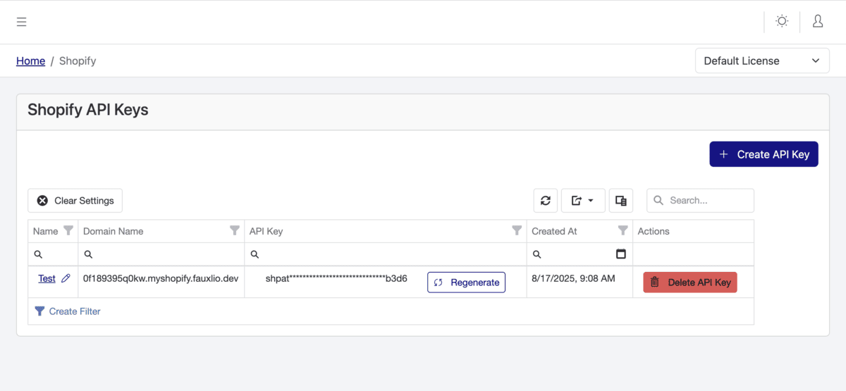 API Key Screenshot