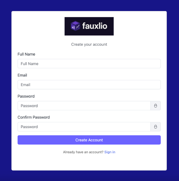 Create Account Screenshot